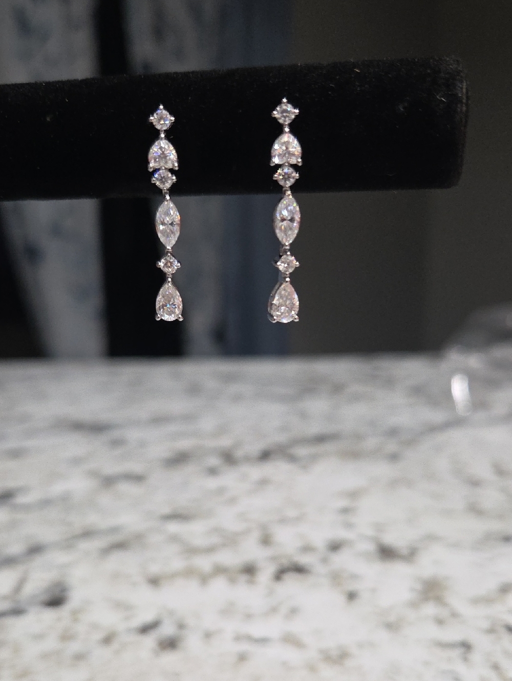 Sparkling White Teardrop Dangle Earrings -925 Silver 3.00 CTW MOISSAINITE
